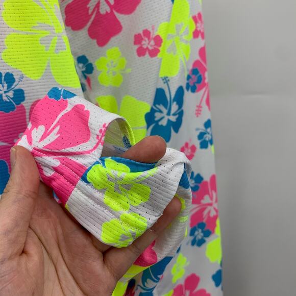 Taylor Jordan Top Womens XL Extra Large White Neon Floral Quarter Zip Floral - Picture 6 of 14